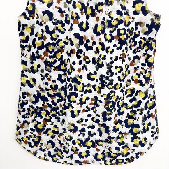 Cabi 5222 Fierce Seeing Spots Abstract Floral Animal Print Ruffle Collar Blouse - Picture 12 of 15